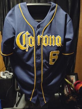 Vintage Corona Beer Baseball Jersey - Navy/Gold - Men’s Size Medium